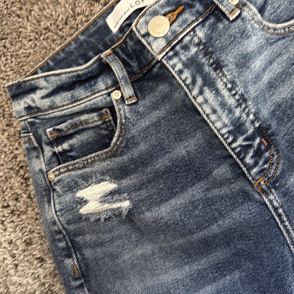 Loft Blue Skinny ankle Jeans with curvy High-Rise Waist and Frayed Hem - Picture 5 of 7